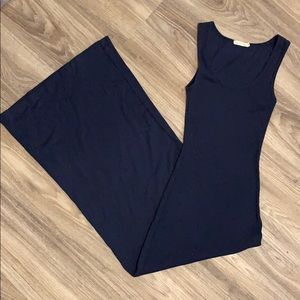 Navy ribbed maxi dress
